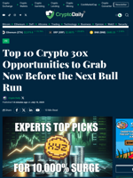 Top 10 Crypto 30x Opportunities to Grab Now Before the Next Bull Run - Crypto Daily
