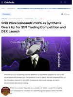 SNX Price Rebounds 250% as Synthetix Gears Up for $1M Trading Competition and DEX Launch