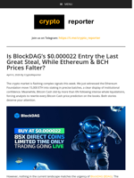 Is BlockDAG’s $0.000022 Entry the Last Great Steal, While Ethereum & BCH Prices Falter?