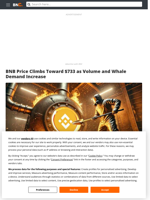 BNB Price Climbs Toward $733 as Volume and Whale Demand Increase - Brave New Coin