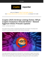 Crypto 2025 Airdrop Listing Dates: What Crypto Investors Should Know + Based Eggman $GGs Presale Update