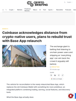 Coinbase acknowledges distance from crypto-native users, plans to rebuild trust with Base App relaunch