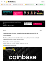 Coinbase (COIN) and Kalshi team for prediction market for crypto exchange's U.S. customers