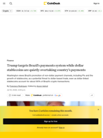 Trump targets Brazil's payments system while dollar stablecoins are quietly overtaking country's payments