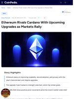 Ethereum Rivals Cardano With Upcoming Upgrades as Markets Rally