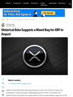 What History Says About XRP's Mixed Price Performance in August