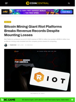 Bitcoin Mining Giant Riot Platforms Breaks Revenue Records Despite Mounting Losses - CoinCentral