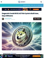 Dogecoin Could Hit $1.42 This Cycle In Bull Case, Says 21Shares