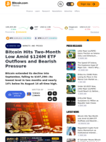 Bitcoin Hits Two-Month Low Amid $126M ETF Outflows and Bearish Pressure – Markets and Prices Bitcoin News