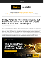 Pudgy Penguins Price Pumps Again, But BlockchainFX Presale Is the Hot Crypto Presale 2025 You Can Still Join