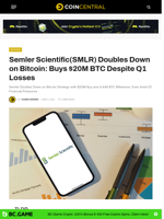 Semler Scientific(SMLR) Doubles Down on Bitcoin: Buys $20M BTC Despite Q1 Losses