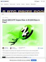 Zcash (ZEC) ETF Hopes Rise: Is $1,000 Now in Play? - BeInCrypto