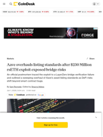Aave overhauls listing standards after $230 Million rsETH exploit exposed bridge risks