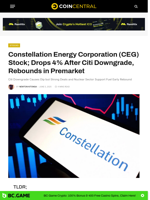 Constellation Energy Corporation (CEG) Stock; Drops 4% After Citi Downgrade, Rebounds in Premarket - CoinCentral