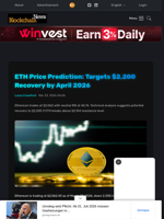 ETH Price Prediction: Targets $2,200 Recovery by April 2026 - Blockchain.News