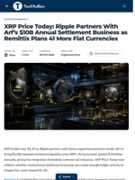 XRP Price Today: Ripple Partners With Arf's $10B Annual Settlement Business as Remittix Plans 41 More Fiat Currencies - TechBullion