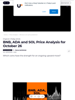BNB, ADA and SOL Price Analysis for October 26 - U.Today