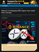Binance is Dumping XRP, Expert Says Amid Price Decline