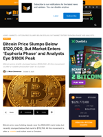 Bitcoin Price Slumps But Analysts Eye $180,000 Price Target