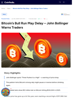 Bitcoin’s Bull Run May Delay – John Bollinger Warns Traders