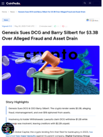 Genesis Sues DCG and Barry Silbert for $3.3B Over Alleged Fraud and Asset Drain
