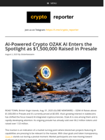 AI-Powered Crypto OZAK AI Enters the Spotlight as $1,500,000 Raised in Presale