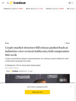 Crypto market structure bill release pushed back as industries view revised stablecoin yield compromise this week