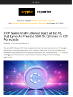 XRP Gains Institutional Buzz at $2.76, But Lyno AI Presale Still Outshines in ROI Forecasts