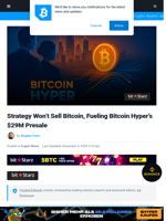 Strategy Won't Sell Bitcoin, Bitwise CIO Says: Boost for Bitcoin Hyper