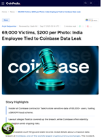 69,000 Victims, $200 per Photo: India Employee Tied to Coinbase Data Leak