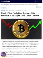 Bitcoin Price Prediction: Strategy Hits 815,061 BTC as Digital Gold Thesis Locks In