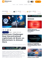 Ethereum Challenger Real Decentralized Lightchain AI Brain
on Blockchain Is Almost Here