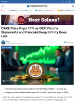 CAKE Price Pops 11% as DEX Volume Skyrockets and PancakeSwap Infinity Goes Live