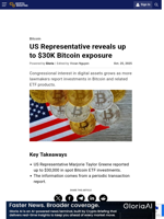 US Representative reveals up to $30K Bitcoin exposure