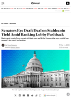 Senators Eye Draft Deal on Stablecoin Yield Amid Banking Lobby Pushback - Decrypt