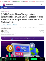 [LIVE] Crypto News Today: Latest Updates for Jan. 20, 2026
