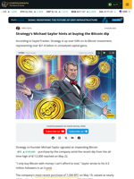 Strategy's Michael Saylor hints at buying the Bitcoin dip