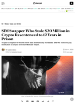 SIM Swapper Who Stole $20 Million in Crypto Resentenced to 12 Years in Prison - Decrypt