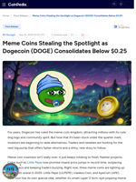 Meme Coins Stealing the Spotlight as Dogecoin (DOGE) Consolidates Below $0.25