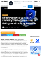 MEXC Publishes Q2 Report Showing Market Leadership in Listings and Security Reserves | Live Bitcoin News