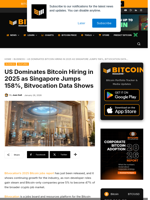 US Dominates Bitcoin Hiring In 2025 As Singapore Jumps 158%, Bitvocation Data Shows