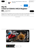Big News for XRP: Ripple Officially Listed on ESMA's MiCA Register - U.Today