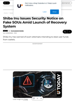 Shiba Inu Issues Security Notice on Fake SOUs Amid Launch of Recovery System - U.Today