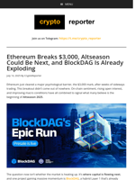 ETH Breaks $3K: Why Altseason Is Heating Up, And BlockDAG May Be the Smartest Buy Right Now
