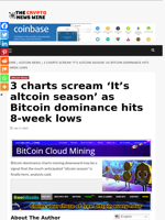 3 charts scream ‘It’s altcoin season’ as Bitcoin dominance hits 8-week lows - The Crypto News Wire