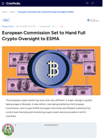 European Commission Set to Hand Full Crypto Oversight to ESMA