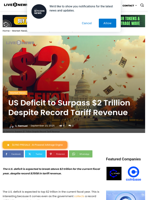 US Deficit to Surpass $2 Trillion Despite Record Tariff Revenue