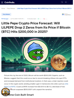 Little Pepe Crypto Price Forecast: Will LILPEPE Drop 2 Zeros from Its Price if Bitcoin (BTC) Hits $200,000 in 2025?