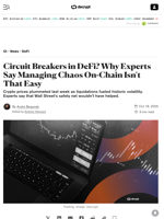 Circuit Breakers in DeFi? Why Experts Say Managing Chaos On-Chain Isn't That Easy - Decrypt