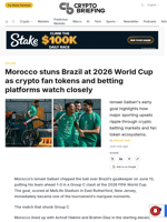Morocco stuns Brazil at 2026 World Cup as crypto fan tokens and betting platforms watch closely